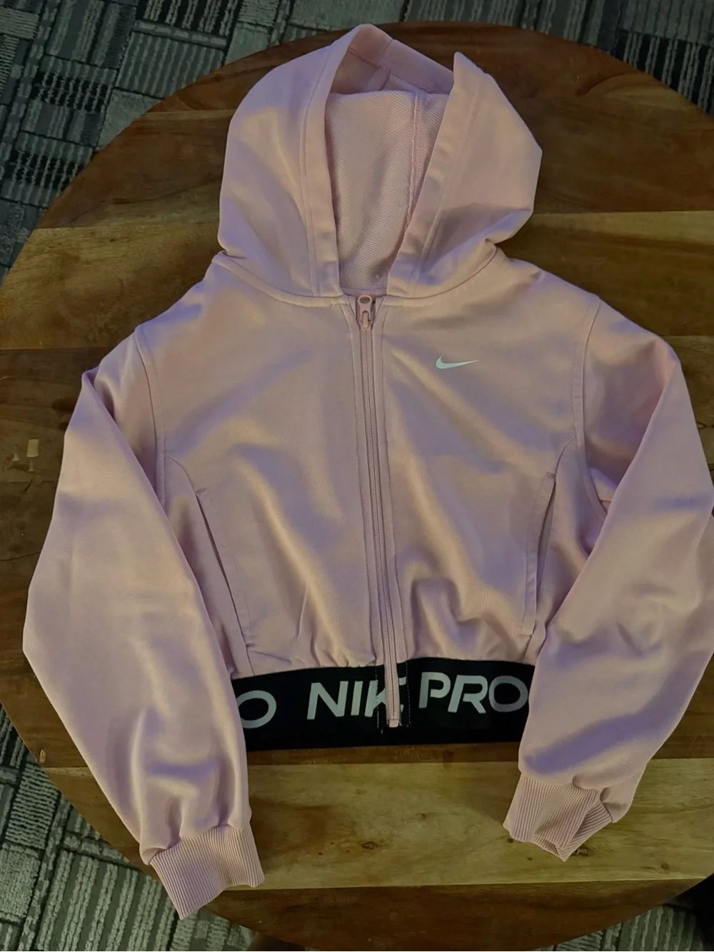 Nike Light Pink Cropped Hooded Zip Jacket